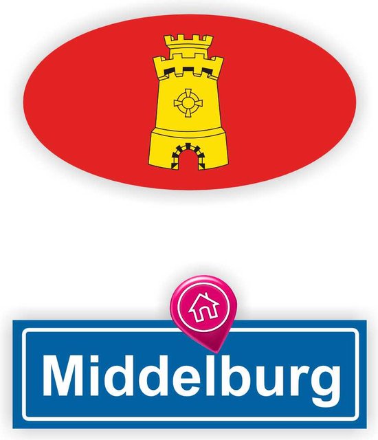 Jerma-Middelburg-Stickers-stads vlag-auto stickers-set 2 stuks.