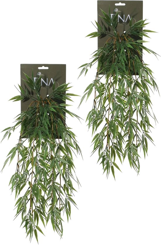 Louis Maes kunstplanten - 2x - Bamboe - groen - hangende takken bos van 158 cm