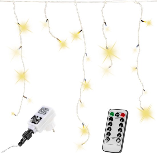 Lichtgordijn - Ijspegelverlichting - Kerstverlichting Gordijn - LED Gordijn - Kerstverlichting - Kerstversiering - Lichtsnoer - Regenlichtketting - Voor Binnen en Buiten - Met afstandsbediening - 60 m - Warm wit