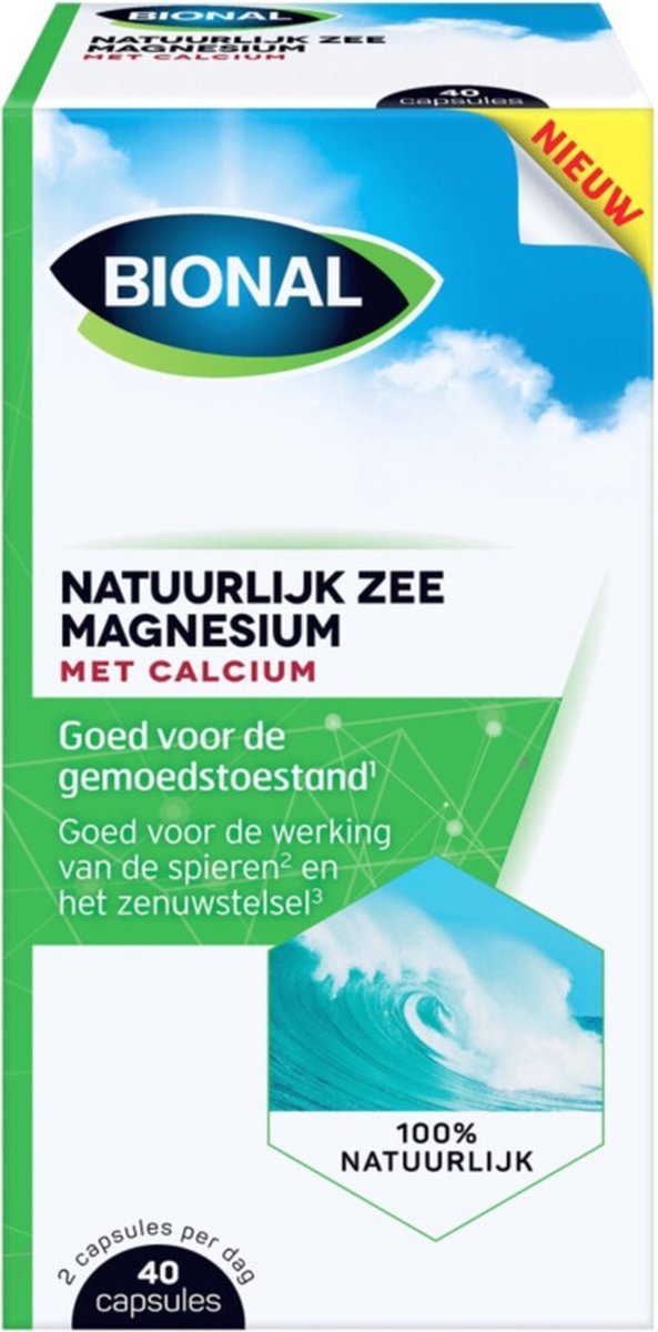 Bional Natuurlijk Zee Magnesium met Calcium - 2 x 40 capsules - Voordeelverpakking