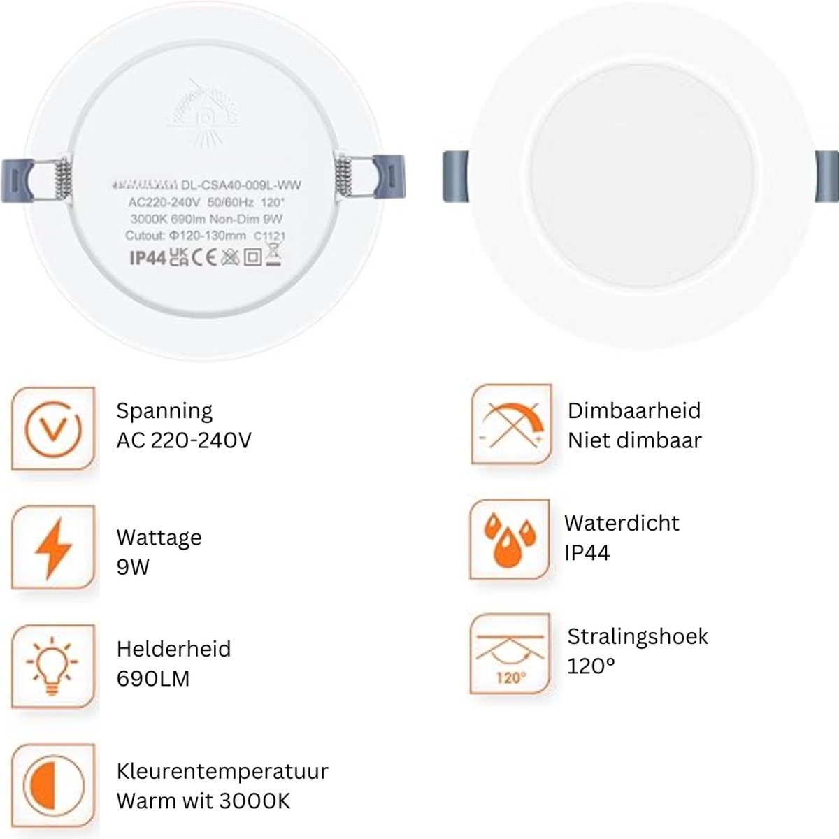 TTiiLoe 18W LED Inbouw Plafondlamp, 6500K Koud Wit Ultradunne Spotlight, Gat 200 mm, 1260lm LED Geïntegreerde Downlight voor Hal Gang Keuken