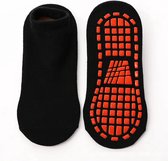 Ychee - Set van 2 paar - Antislip Kindersokken - Extra Grip Sokken - Trampoline - Spelen - Binnenspeeltuin - Veilig - Comfort - Zwart - 7-11 jaar - Maat: Medium