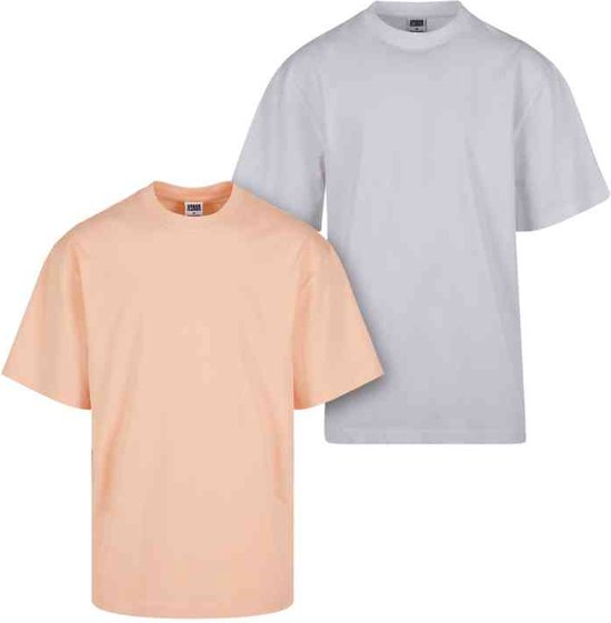 Urban Classics - Tall 2-pack Heren T-shirt - 5XL - Roze/Wit