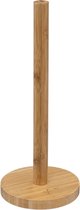 Ronde keukenrolhouder naturel 12,5 x 32 cm van bamboe hout - Keukenpapier houder - Keukenrol houder