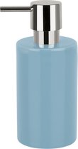 Spirella zeeppompje/dispenser Sienna - glans lichtblauw - porselein - 16 x 7 cm - 300 ml - badkamer/toilet/keuken