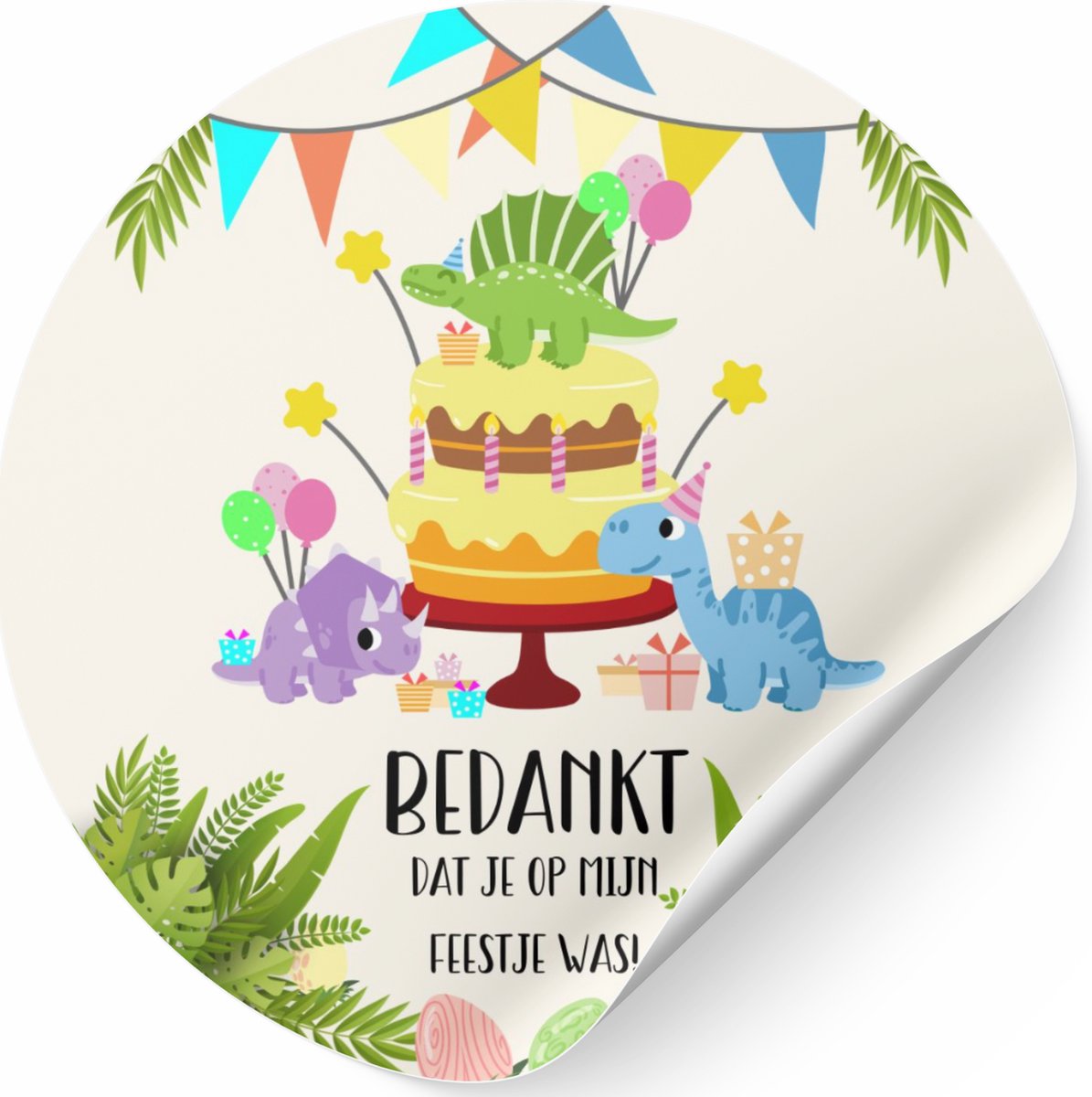 Verjaardag Sticker set 10 Stickers - Dinosaures Sticker - Bedankt dat je op mijn feestje was - Traktatie sticker