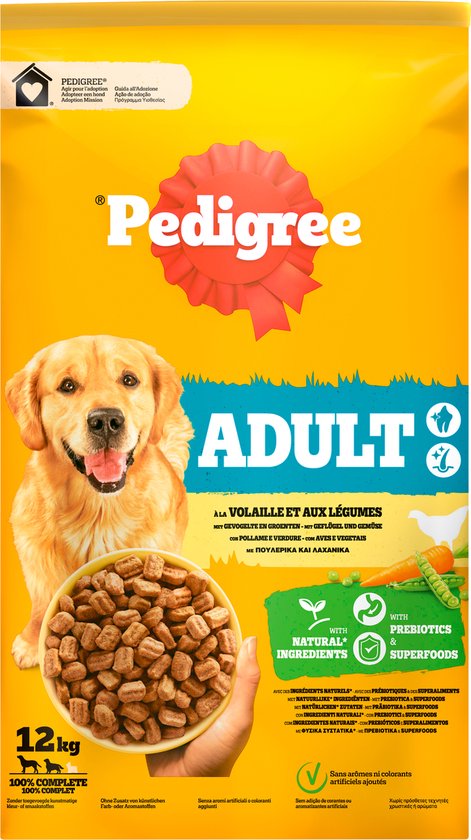Pedigree Hondenbrokken - Adult Droogvoer - Gevogelte & Groenten - 12kg