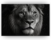 Leeuw met waterdruppels - Leeuw muurdecoratie - Muurdecoratie wilde dieren - Muurdecoratie industrieel - Schilderijen op canvas - Decoratie kamer - 70 x 50 cm 18mm