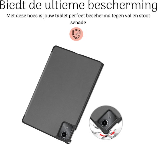 Hoozey - Housse de tablette adaptée à Lenovo Tab M11 - 11 pouces - Housse de tablette - Sleep Cover - Grijs