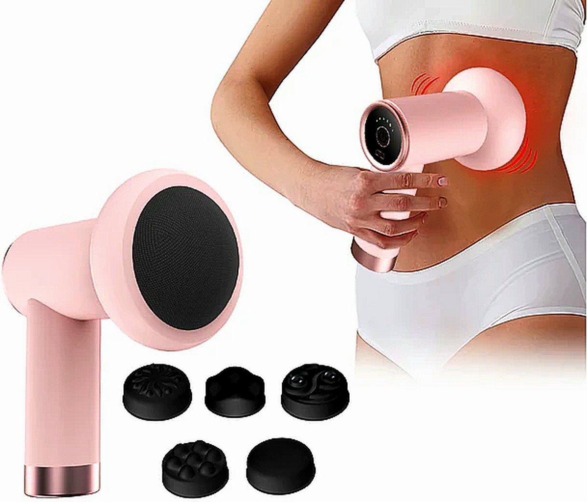 FineMart - Dieprollende Massage - Massage Pistool - Massage Apparaat - Cellulite Massage Apparaat - Oplaadbaar en Draadloos - Roze