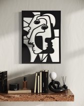 Cubist Faces | Woonkamer Wanddecoratie | Houten Muurdecoratie voor binnen | Abstract Wandpaneel in style van Picasso | Perfect als Nieuw Huis Cadeau | L - 37 x 50 cm | Premium Bio Hout