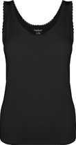Dames Onderhemd met Kant - Bamboe Viscose - Zwart - Maat S/M | Zijdezacht, Ademend en Perfecte Pasvorm