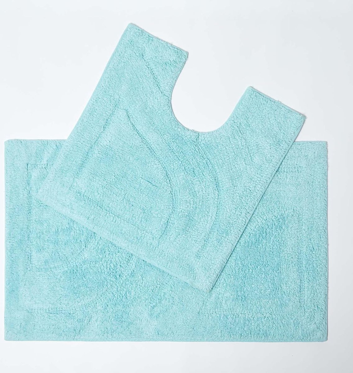 Badmat & Toiletmat, 2-delige set, 50 x 80 cm en 50 x 55 cm, 100 procent katoen, hotelkwaliteit, verkrijgbaar in 15 verschillende kleuren, aqua, 50 cm x 70 cm