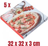 Set de 5 grandes boîtes à pizza - Boîte à pizza grande 32x32x3 cm - 5 pièces