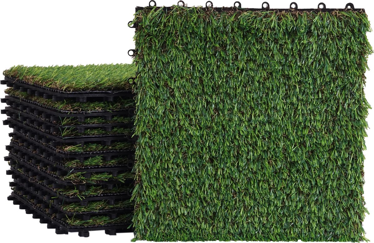 Gras tegel MCW-E13, gras tegel gras mat kunstgras, balkon/terras 11x elk 30x30cm = 1m²