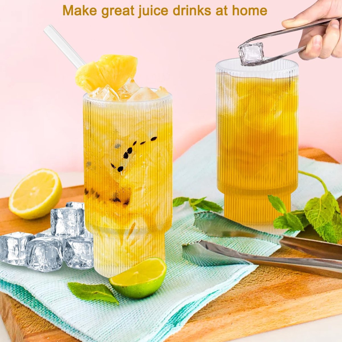 Luxe drinkglazen met deksel en rietje