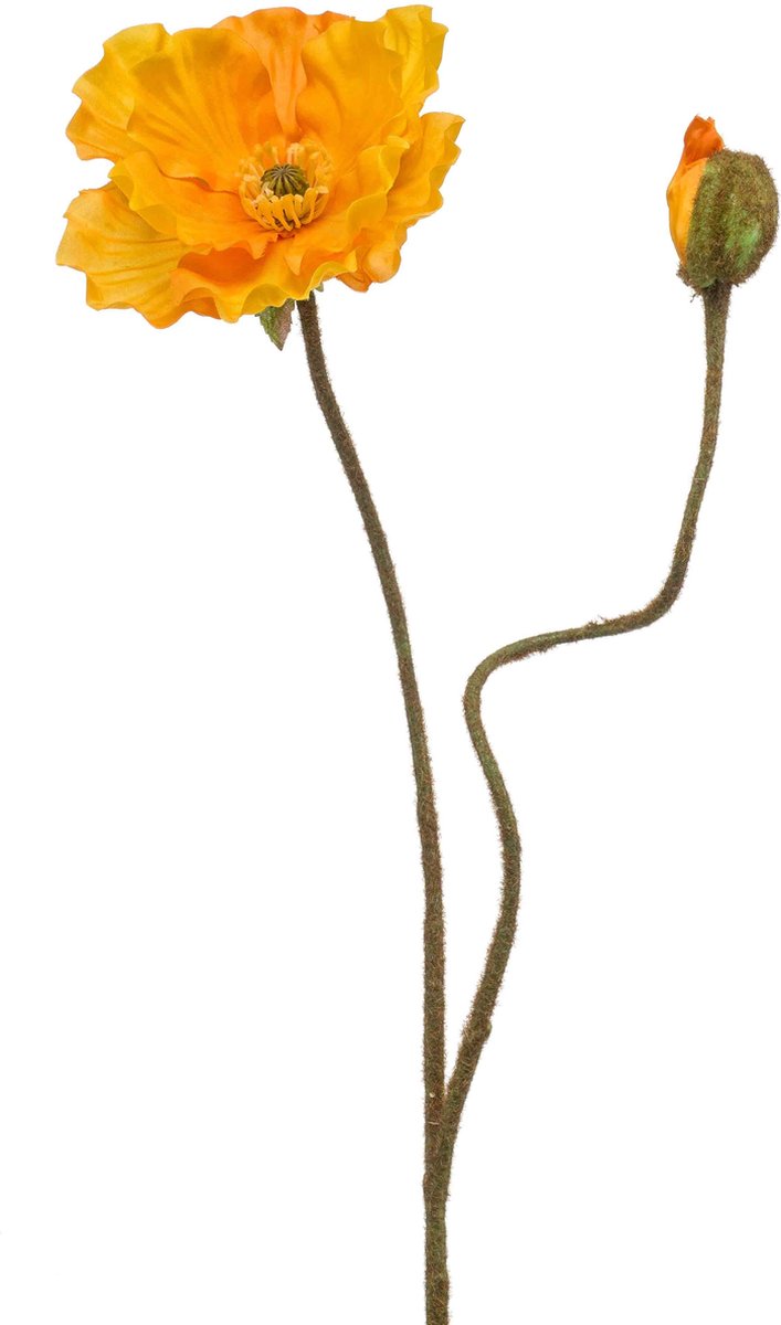 Emerald Kunstbloem Klaproos 74cm geel - Kunstplant voor binnen