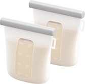 2 pièces 240 ml sacs de stockage de lait maternel réutilisables en Siliconen sacs de stockage doubles Tassen de congélation de lait maternel anti-fuite, sacs de lait autoportants sans BPA pour Allaitement