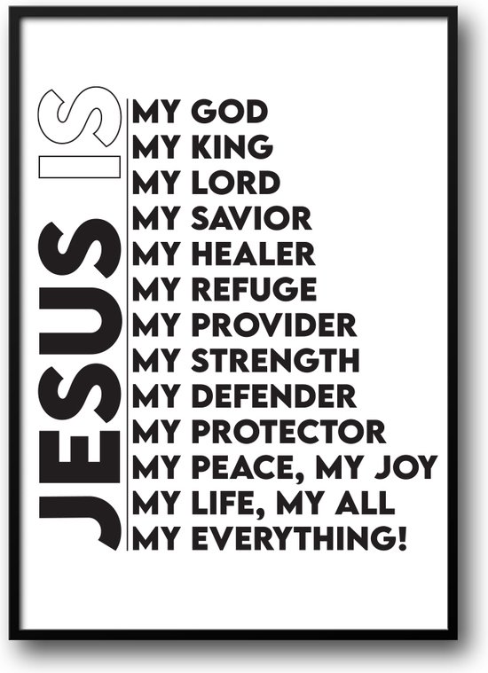 Jesus is my god fotolijst met glas - Prachtige kwaliteit - Woonkamer - Slaapkamer - Geloof - Kerk - Christenen - Harde lijst - Glazen plaat - inclusief ophangsysteem - Christelijk - Jezus