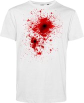 T-shirt Kogelwond Bloed | Carnavalskleding heren dames | Halloween Kostuum | Foute Party | Wit | maat L