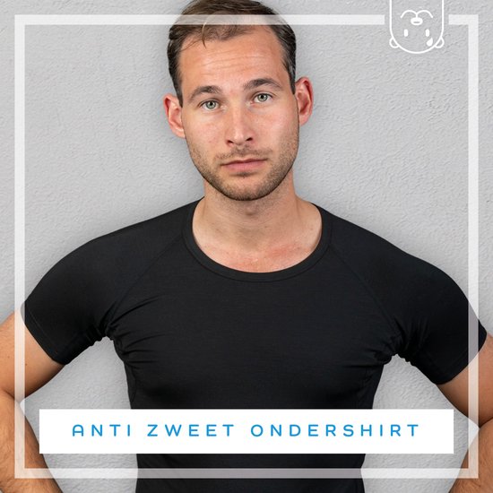Anti zweet shirt - Zwart - Ronde hals - van zijdezacht Modal en stretch - met ingenaaide okselpads - Ondershirt - tegen Zweetvlekken - heren XL