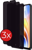 Screenprotector Geschikt voor OPPO A38 Screenprotector Privacy Glas Gehard Full Cover - Screenprotector Geschikt voor OPPO A38 Screenprotector Privacy Tempered Glass - 3 PACK