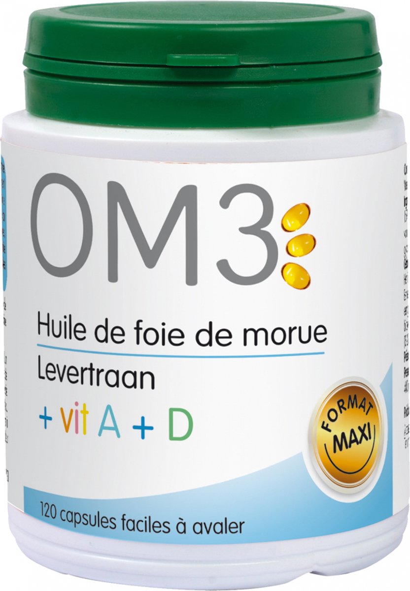 Goedkoopste OM3 Levertraan - Voedingssupplementen - Ondersteunt Immuunsysteem, Botten en Gezichtsvermogen - Vitamine A & D - 120 Capsules