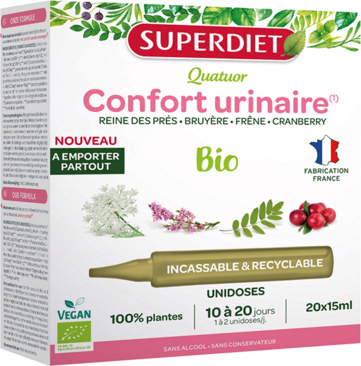 Goedkoopste Superdiet Quatuor Confort Urinaire Bio 20 Unidoses