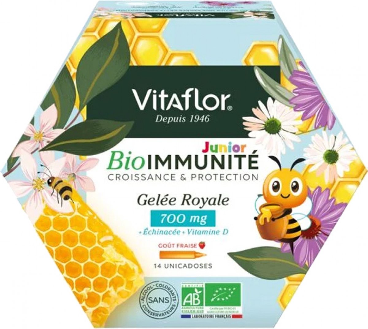 Goedkoopste Vitaflor BioImmunité Organic Royal Jelly 700 mg Junior 14 Eenheidsdoses
