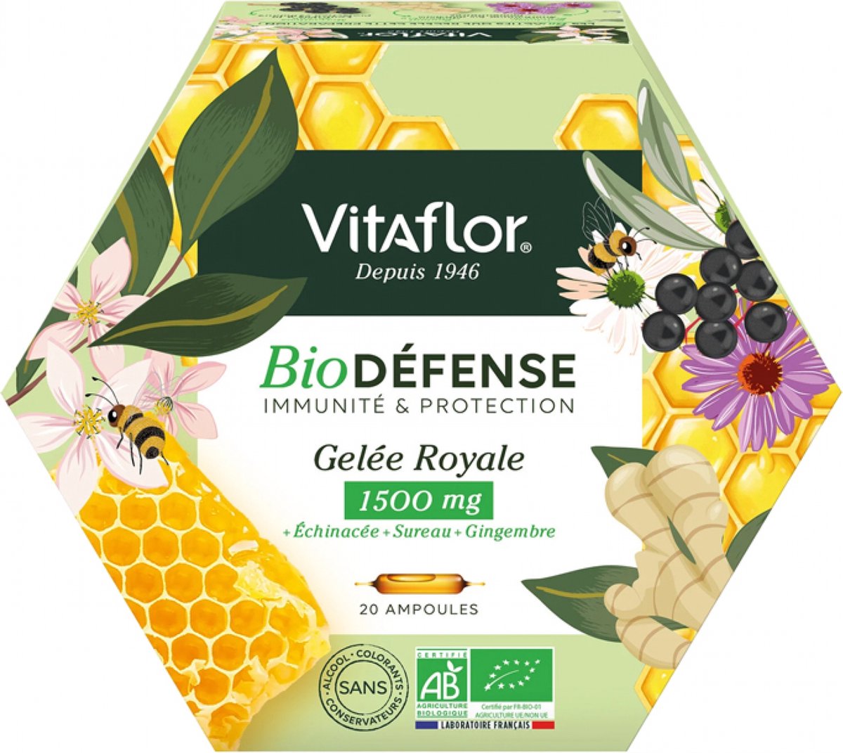 Goedkoopste Vitaflor BioDéfense Organic Royal Jelly 1500 mg 20 Ampullen