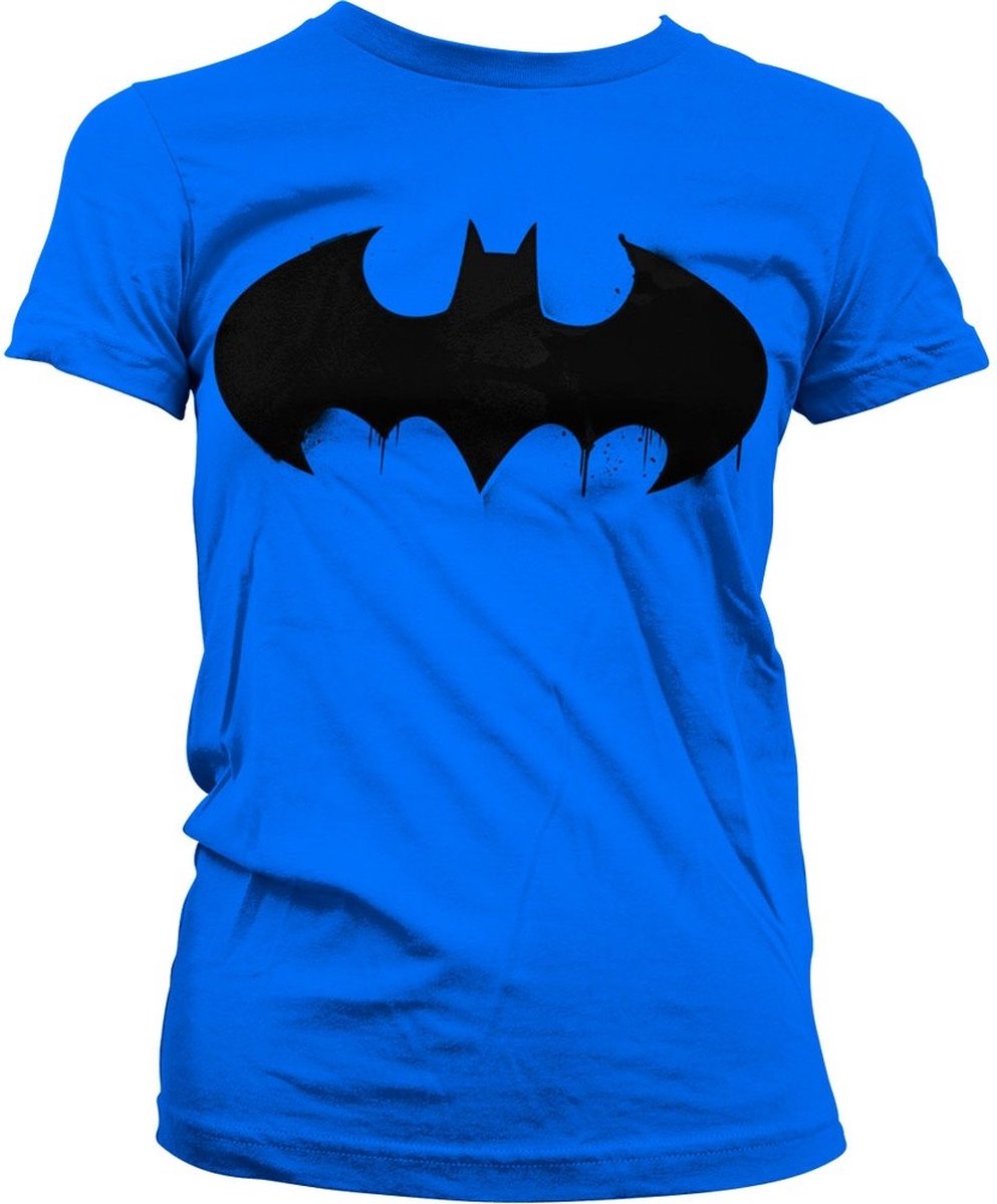 Batman Inked Logo Girly Tee Damen T-Shirt Blue-S-Batman 1