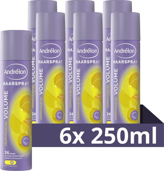 Andrélon Haarspray - Verrassend Volume - gaat pluis tegen, verrijkt met UV-filter - 6 x 250 ml