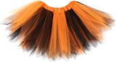 KIMU® Tutu Oranje Zwart Tule Rokje - Maat M L - 164 170 176 - Heks Petticoat Rok Dames - Tulerok Volwassenen Bosfee Fee Bloem Clown Ballet Turnen Festival