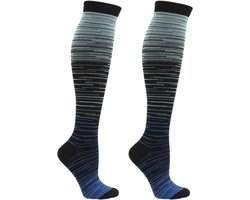 Jumada's - 2 paar Compressiekousen gestreept - Hardlopen - Steunkousen - Mannen en Vrouwen - Sportsokken - Sokken - Hardloopsokken - Steunkousen - Kniekousen - Wandelsokken - Vliegtuig sokken - Maat L/XL - Kerstcadeau - Maat 41 42 43 44 45 46 47 48