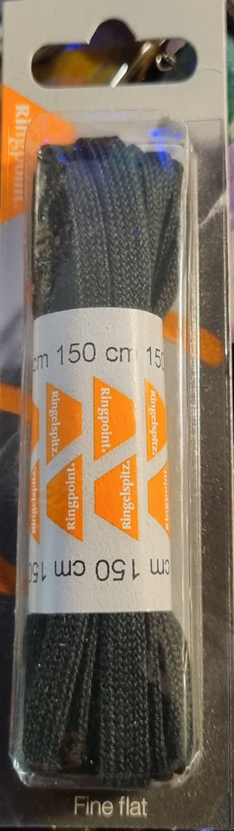 60_150_102 5.5mm x 150cm Plat Zwart Smalle platte schoenveter 60_150_102