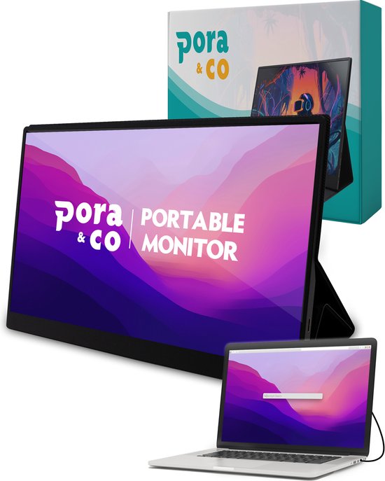 Pora&Co - IPS Portable Game Monitor - Beeldscherm 15.6 Inch - HDMI & USB-C - Full HD - Computerscherm - Draagbare Monitor - Pora&co