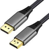 Qost - Câble DisplayPort - Tressé - Câble 8K 60Hz - 4K 144Hz - 32,4GBps - 5 Mètres - Zwart - Displayport 1.4