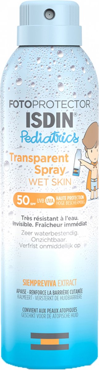 Isdin Fotoprotector Pediatrie Spray Transparant Natte Huid SPF50 250 ml