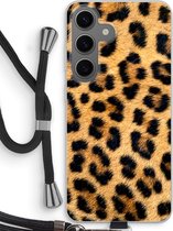 Case Company® - Hoesje met koord geschikt voor Samsung Galaxy S24 hoesje met Koord - Luipaard - Telefoonhoesje met Zwart Koord - Bescherming aan alle Kanten en Over de Schermrand