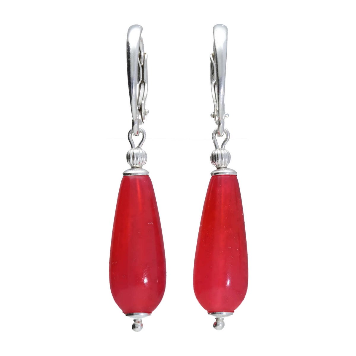 Bela Donaco Oorbellen Art Deco – fuchsia roze Agaat – Sterling Zilver