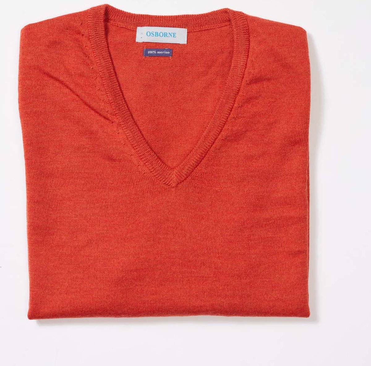Osborne Knitwear Trui met V hals - Merino wol - Dames - Agrum - XL