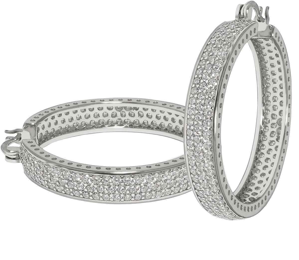 Juwelier Zwartevalk zilveren (gerhodineerd) oorbellen met zirkonia - 22.193/40mm