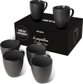 6 x 350 ml koffiekopjes/koffiekopjes set - kopjes set van 6 Modern - Le Papillon Collection (zwart)