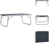 vidaXL Inklapbare campingtafel - grijs - 60 x 40 x 26 cm - lichtgewicht aluminium en MDF - Campingstoelaccessoire