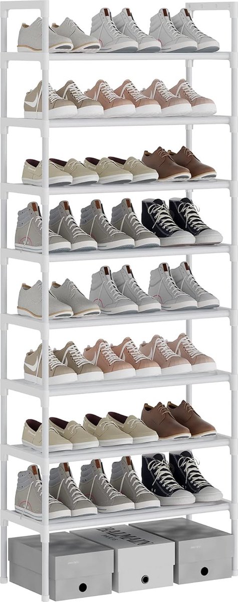 8-laags witte verstelbare schoenenrekken schoenenopslag hoge schoenenrek organizer plankhouder standaard voor 24 paar schoenen 56 x 30 x 140 cm extra robuuste constructie