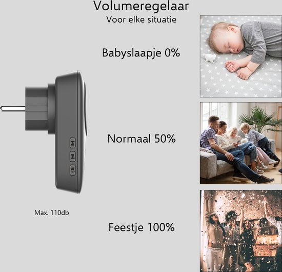 ELRO DB4000 Draadloze Kinetische Deurbel Set – Nederlandse Versie – met 2x Plug-in Ontvanger met Stopcontact – Geen Batterijen nodig