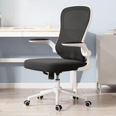 Bureaustoel, ergonomisch, draaistoel met inklapbare armleuningen, verstelbare lendensteun, mesh computerstoel, werkstoel, lichte stoel