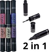 IZGO Naildesign Nailart 2 in 1 Nagellak DUO 6 Nail Art Pen - 6 kleuren- Pinky Violet Set met extra IZGO zwart en wit pen