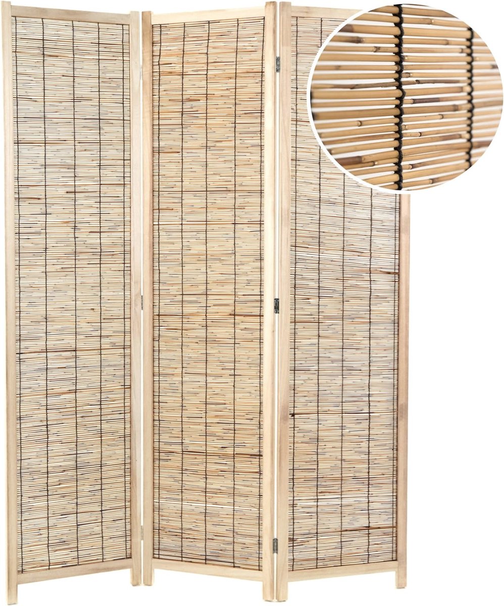 Mara Luxe Kamerscherm - 3 Panelen - Scheidingswand - Duurzaam - Paravent - Kant en klaar - Riet - Bruin - 170 x 120 cm