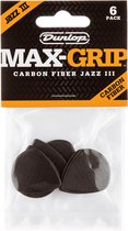 Jim Dunlop - Max Grip - Plectrum - Jazz III - Carbon - 1.38 mm - 6-pack